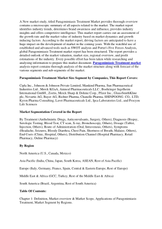 Paragonimiasis Treatment Market