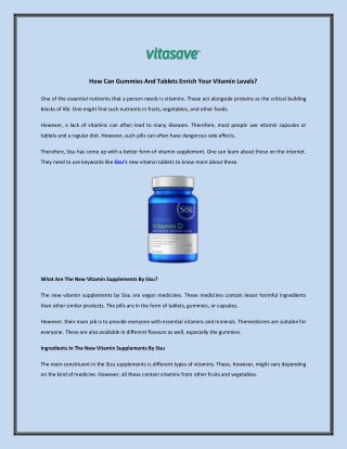 How Can Gummies And Tablets Enrich Your Vitamin Levels