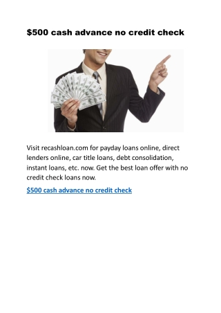 500 cash advance no credit check