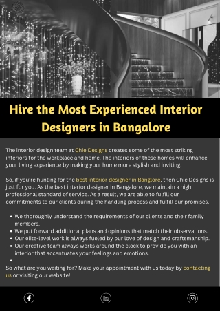 Hire the Most Experienced Interior Designers in Bangalore