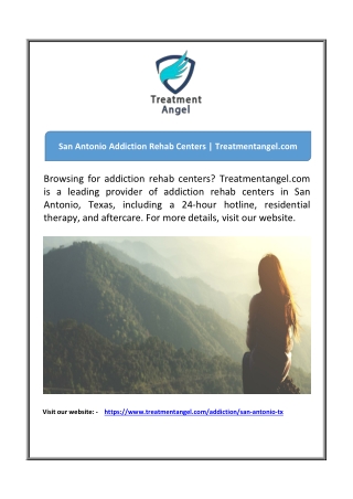 San Antonio Addiction Rehab Centers - Treatmentangel.com
