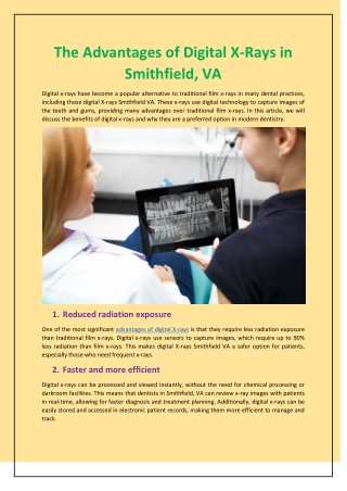 The Advantages of Digital X-Rays in Smithfield, VA
