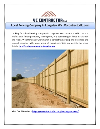 Local Fencing Company in Longview Wa | Vccontractorllc.com