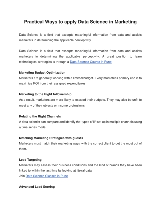 Practical Ways to apply Data Science in Marketing (1)