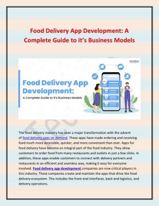 Food Delivery App Development- A Complete Guide to it’s Business Models