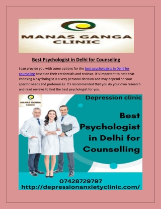 Best Psychologist in Delhi for Counseling