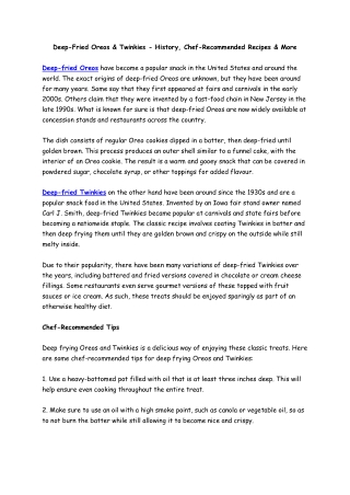 Deep-Fried Oreos & Twinkies - History, Chef-Recommended Recipes & More