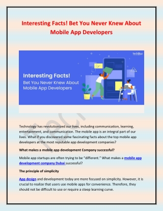 Interesting Facts! Bet You Never Knew About Mobile App Developers