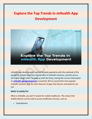 Explore the Top Trends in mHealth App Development