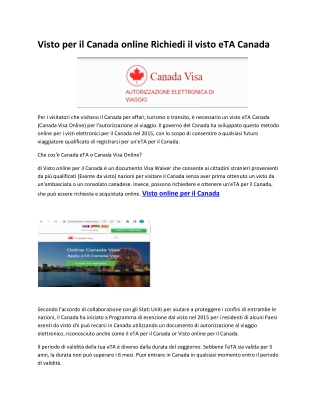 Domanda di visto online per il Canada - Visto ufficiale