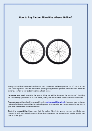 How to Buy Carbon Fibre Bike Wheels Online?