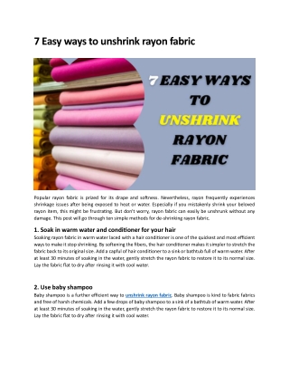 7 Easy ways to unshrink rayon fabric