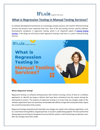 What is Regression Testing in Manual Testing Services?