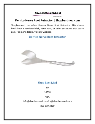 Derrico Nerve Root Retractor | Shopbestmed.com