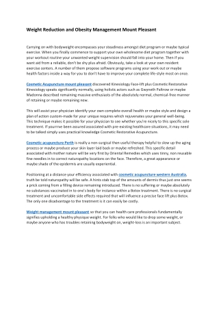 Weight Reduction and Obesity Management Mount Pleasant