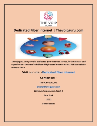 Dedicated Fiber Internet  Thevoipguru com