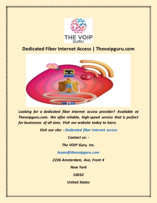 Dedicated Fiber Internet Access  Thevoipguru com