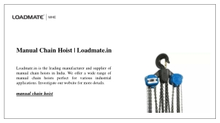 Manual Chain Hoist | Loadmate.in