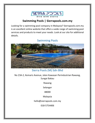 Swimming Pools | Sierrapools.com.my