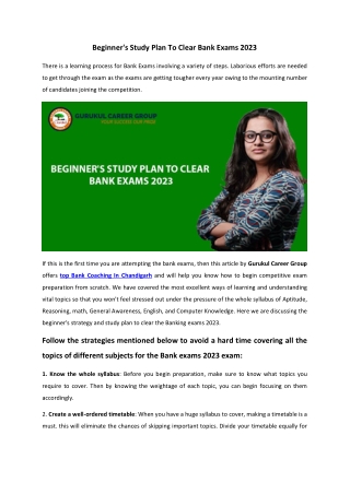 Bank Coaching in Chandigarh