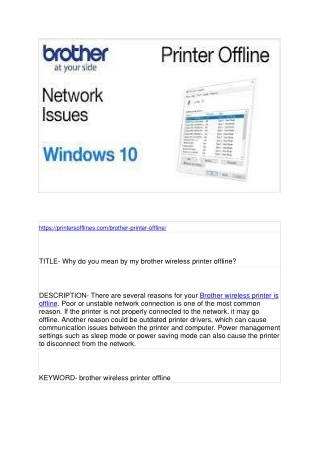 Why do you mean by my brother wireless printer offline?