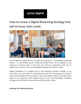 How to create a Digital Marketing Strategy that will increase Sales Leads - Iconic Digital