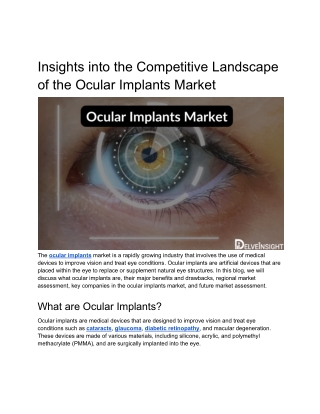 Insights Into the Evolving Landscape of the Ocular Implants Market -Blog Promotions