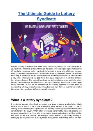 The Ultimate Guide to Lottery Syndicate