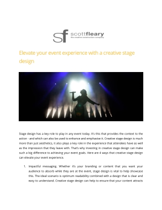 Elevate Your Event Experience with a Creative Stage Design - Scott Fleary Productions