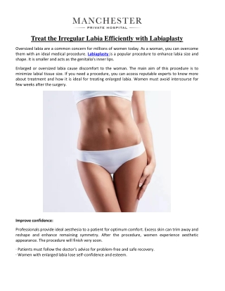 Treat the Irregular Labia Efficiently with Labiaplasty