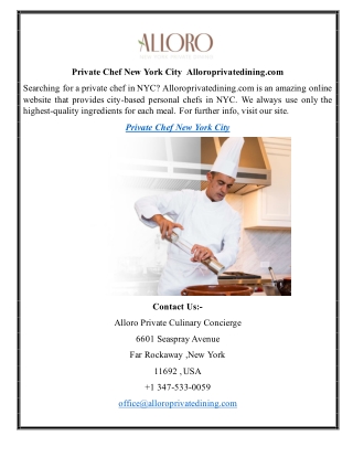 Private Chef New York City | Alloroprivatedining.com