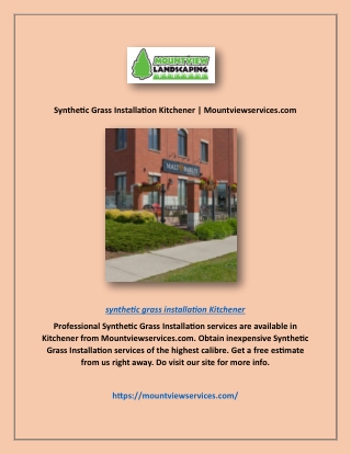 Synthetic Grass Installation Kitchener | Mountviewservices.com