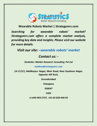 Wearable Robots Market  Strategymrc com