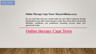 Online Therapy Cape Town Daynewilliams.co.za