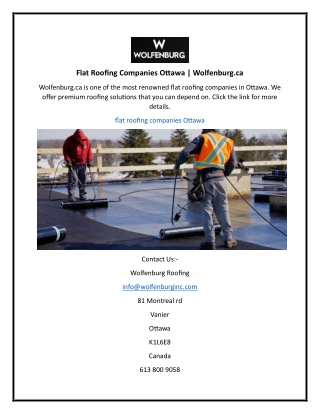 Flat Roofing Companies Ottawa  Wolfenburg.ca