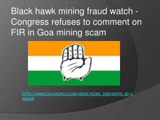 black hawk mining fraud watch - Congress refuses to comment