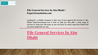 File General Services In Abu Dhabi  Expertstranslation.com