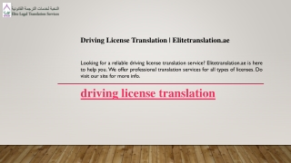 Driving License Translation  Elitetranslation.ae