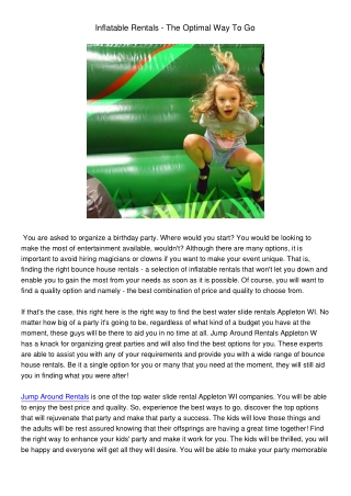 InflatableRentals-TheOptimalWayToGo