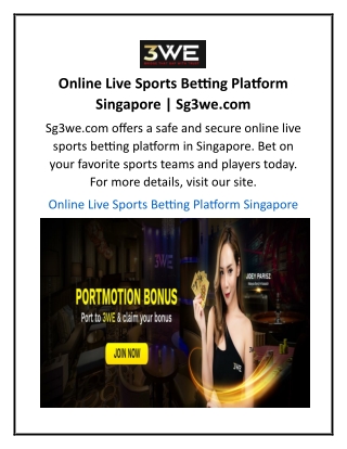 Online Live Sports Betting Platform Singapore  Sg3we.com