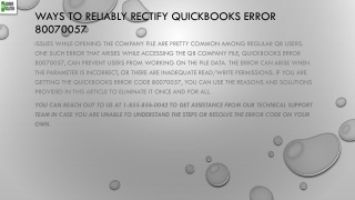 An easy guide to troubleshoot QuickBooks error 80070057