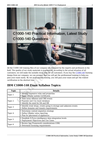 C1000-140 Practical Information, Latest Study C1000-140 Questions