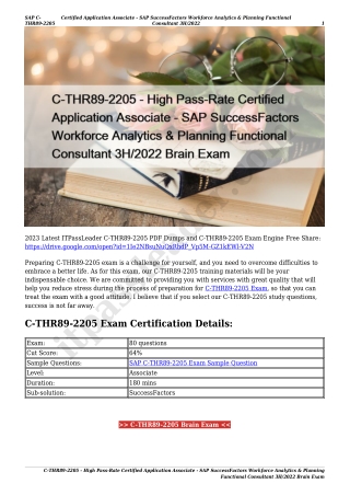 C-THR89-2205 - High Pass-Rate Certified Application Associate - SAP SuccessFactors Workforce Analytics & Planning Functi