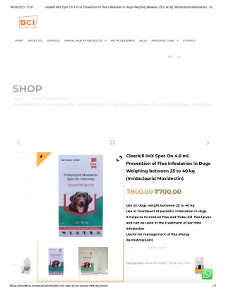 Clearkill IMX Spot On 4.0 ml, Prevention of Flea Infestation in Dogs Weighing between 25 to 40 kg (Imidacloprid Moxidect