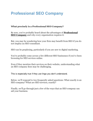 Professional SEO Company