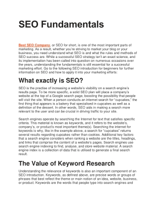 SEO Fundamentals