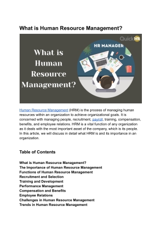 HR management: What is Human Resource Management