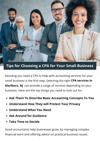 Tips for Choosing a CPA for Your Small Business