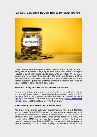 Retirement Planning Made Easy with SMSF Accounting Services