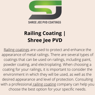 Railing Coating  Shree Jee PVD